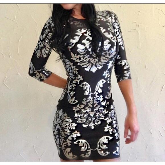 B. Darlin Black and Silver Sequin Dress - Women's Small - Picture 1 of 5